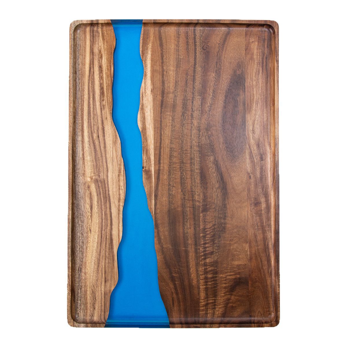 River Resin & Wood Tray – Modern Blue Epoxy Serving and Display Platter